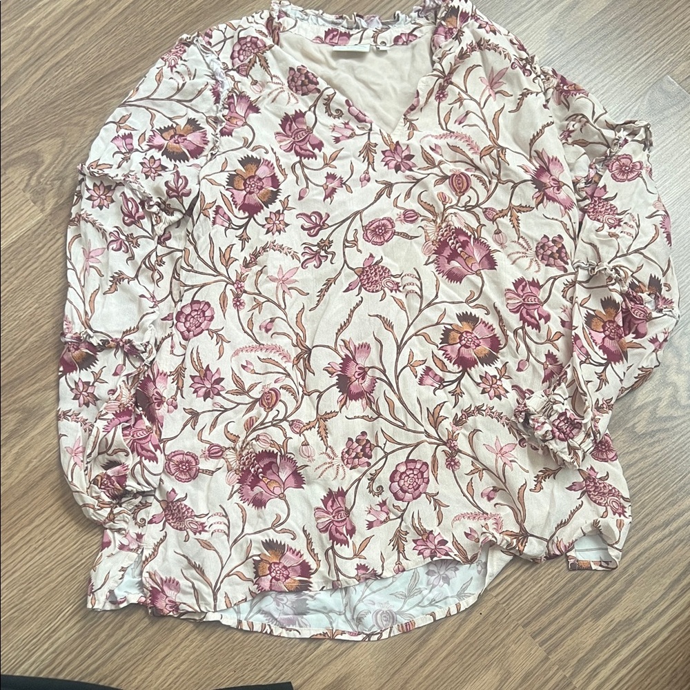 Spartina 449 Pink Long Sleeve Relaxed Blouse